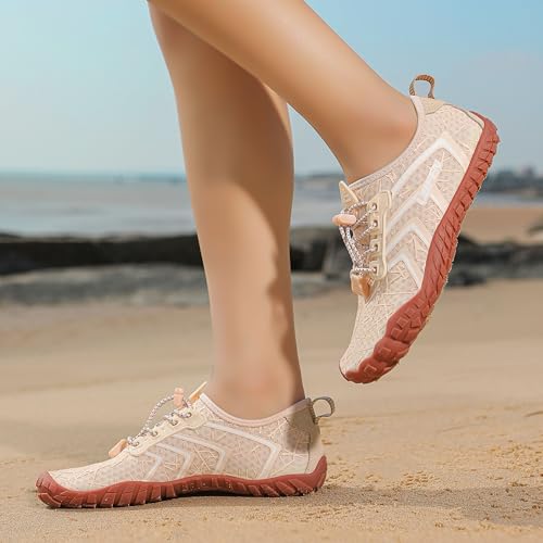 Image of UBFEN Water Shoes for Men Women Quick Dry Swim Aqua Socks | Lightweight Barefoot-style Fit, Rubber Sole, Hiking, Fishing, Kayaking, Beach, Pool, Boating, Diving And Water-to-land Wear