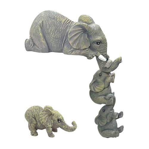 4 Piezas de Adornos de Elefante, estatuas de Resina de Elefante, Adornos de micropaisaje, Decoraciones de diseño Creativo, Adornos de decoración de jardín y hogar