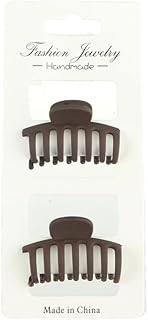 مشابك شعر بلاستيكية للنساء - بني - قطعتان