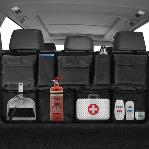 Kofferraumtasche Auto，Premium Kofferraum Organizer,Aufhängbar schmutzabweisend Auto Aufbewahrungstasche mit Verstellbarer Druckknopf und Klett, XXL Kofferraum Taschen für SUV und Viele Fahrzeuge.