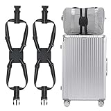 Travelkin Luggage Straps - Bungees for Suitcases, Add a Bag, Travel Bag Bungee Belt for Luggage Carry On (Black 2 Pack)