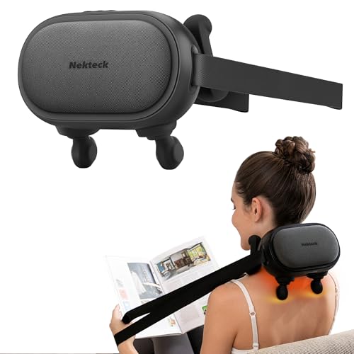 Nekteck Cordless Neck Massager with Heat 6D Deep Kneading Massage for Shoulder 3 Modes 2 Intensities Auto Shut Off Rechargeable Electric Back Massager for Full Body Muscle Pain Relief