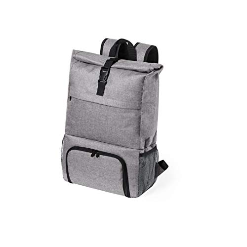 TWIN PEAKS SPORTS Sac à dos unisexe en polyester résistant 600D avec finition denim avec compartiment étanche isotherme, sac à dos design urbain, gris, XL Cover