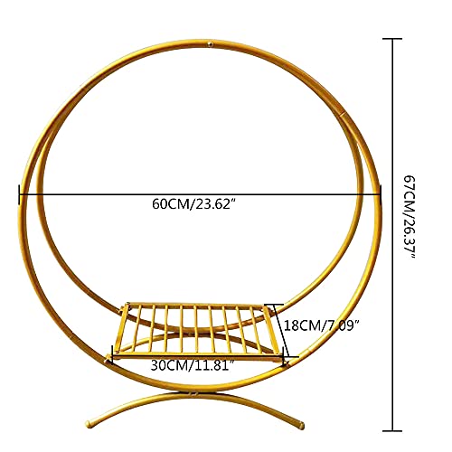 Fichiouy Gold 23.6In Wedding Hoop Cake Stand For Ceremony, Metal Circle Flower Hoop Arch Dessert Cupcake Display Stand Decoration For Wedding/Birthday/Anniversary Party (Gold 60Cm(23.6In)) #TOP1