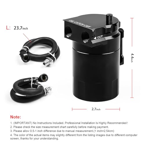 Image of 350ml Aluminum Oil Catch Can Polished Oil Separator Tank Compatible with Ford F150 2.7EB 3.5EB 5.0L Passenger Side 2011-2021, Expedition 3.5L EcoBoost 2018-2021, Raptor 3.5L Ecoboost 2017-2021,Black