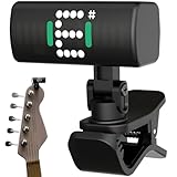 Afinador de guitarra mini clip, recargable, multifuncional, inteligente, con pantalla LED a color y rotación de 360° para guitarras acústicas y eléctricas, ukelele