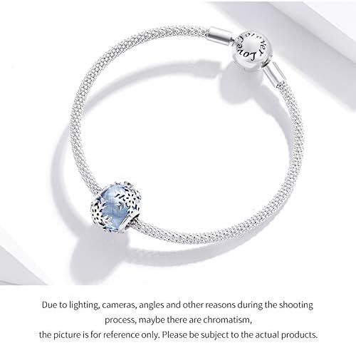 Snowflake Charms Authentic 925 Sterling Silver Charm Beads Christmas Charms Rose Gold Charms for Bracelets (Snowflake Glass Beads) - Image 8
