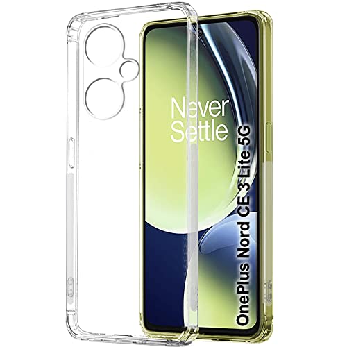 Image of TheGiftKart Back Cover Soft Case for OnePlus Nord CE 3 Lite 5G (Best Camera Protection | Inbuilt Dust Plugs & Anti-Slip Grip | Ultra Clear Slim Back Cover for OnePlus Nord CE 3 Lite | Transparent)