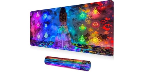 Tapis de souris XXL 1400x600mm tapis gamer antidérapant avec bords cousus motif design