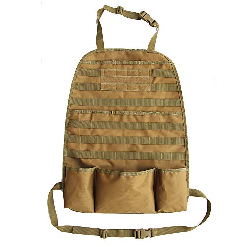 WYNEX Car Seat Back Organizer, Tactical Molle Vehicle Panel Universal Fit Car Backseat Cover Protector with 3 Storage Pouch