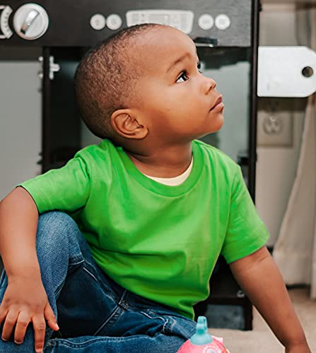 Lapasa Kids T-Shirts 100% Cotton 4-Pack, Short Sleeve Boy & Girl Crew Neck Unisex K01,Red+Yellow+Green+Blue,9-10Y #TOP1