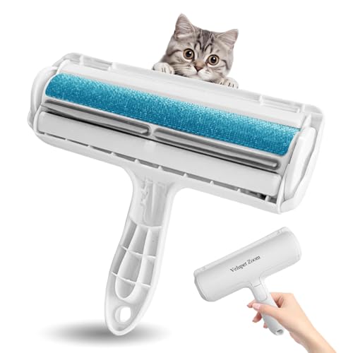 Image of Pet Hair Remover Lint Roller for Pet,Cat Hair Removal Tool Reusable Lint Roller for Furniture, Couch, Carpet, Clothing and Bedding,White Blue