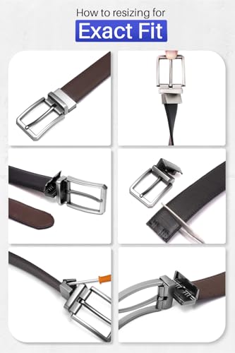 Men’s Casual Leather Belts - Reversible Belts For Men - Dual Side Adjustable buckle Dress Pants Mens Belts3