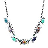 DOWAY Crystal Antique Rose Gold/Silver Plated Crab Necklace Ocean Pendant Novelty Jewelry for Women