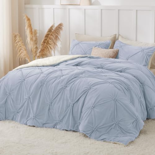Image of BEDELITE Fluffy Sherpa King Comforter Set,Pintuck-Lavender