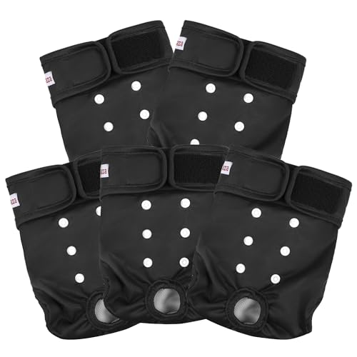 Image of Washable Reusable Female Dog Diapers(5 Pack) Small Medium Large Doggie Puppy & Doggy Dog Diaper, Period Panties in Heat Small Black