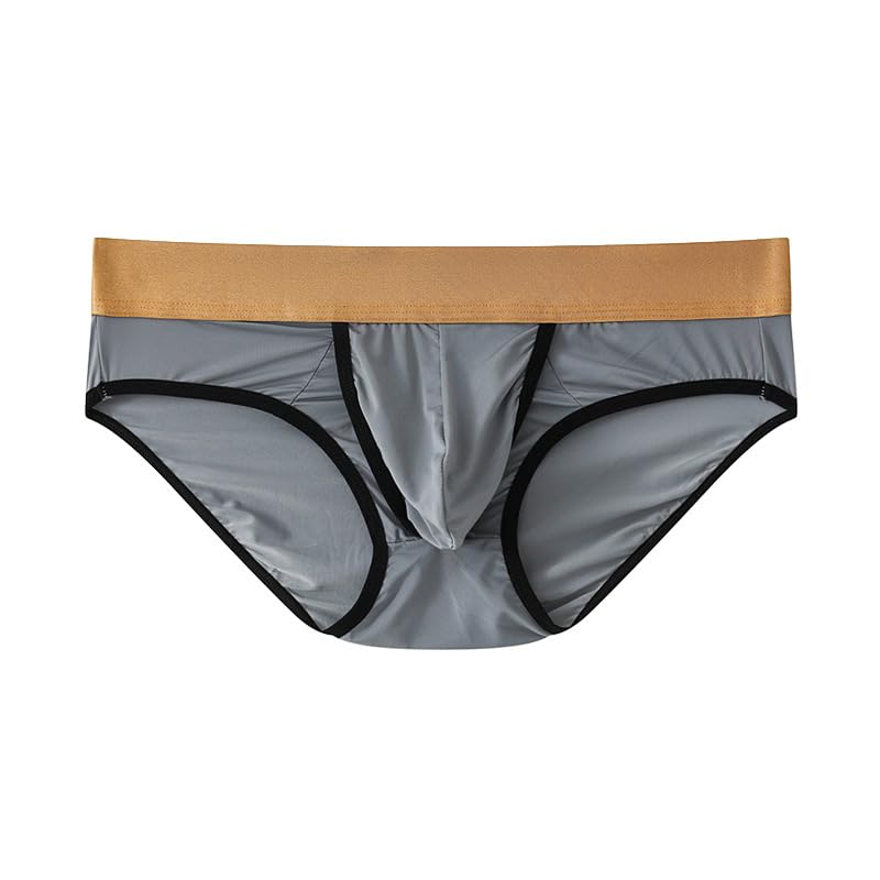 Men's ice silk low-waist side-slit comfortable, form-fitting and breathable solid color triangular underpants