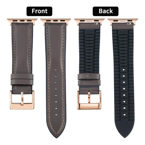 Image of BINLUN Leather Silicone Bands Compatible with Apple Watch 38mm 40mm 41mm 42mm 44mm 45mm 46mm 49mm Sweatproof Replacement Strap for iWatch 11 /10 /9 /8 /7 /6 /5 /4 /3 /2 /1 /Ultra /SE Men Women