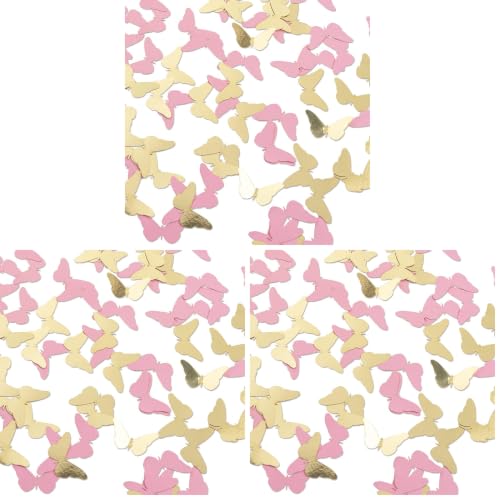 Image of 300PC Pink Gold Butterfly Confetti Butterfly Baby Shower Decorations Spring Wedding Bridal Shower Birthday Table Decor (Pack of 3)