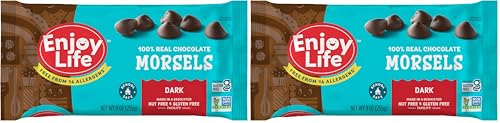 Enjoy Life Baking Dark Chocolate Morsels, Dairy Free, Soy Free, Nut Free, Non GMO, Gluten Free, Vegan Chocolate Chips, 9 oz bag (Pack of 2)
