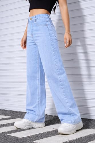 Image of ADBUCKS Stretchable Denim Fabric High Rise Straight Fit Jeans for Girls