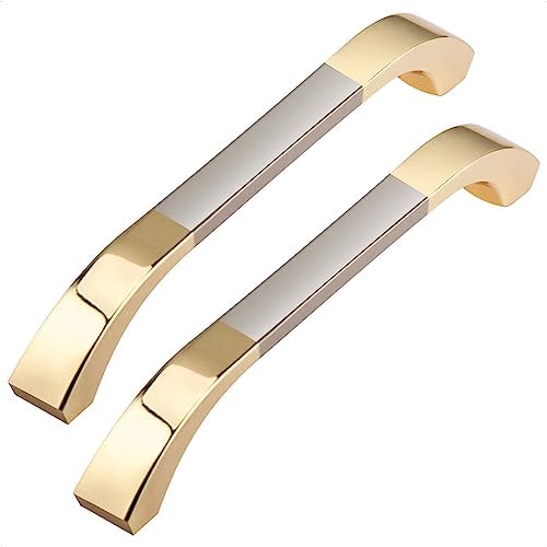 GUWINA 6pcs Gold Kitchen Cupboard Handles 96mm, Modern Light Golden