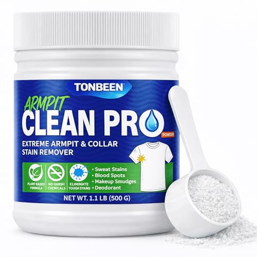 Armpit Sweat & Yellow Stain Remover Laundry Powder, Oxygen Powered Odor Eliminator for white Clothes, Hyper Concentrated Tough Stain Cleaner, Gentle on Fabrics - 500g