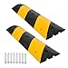 PioneerWorks 3.3FT Rubber Speed Bump, Set of 2 Durable Speed Bumps with 8 Bolts, Ideal for Roads, Parking Lots, Schools, Warehouses, and Hotels, Supporting Up to 66000 Lbs 36inch
