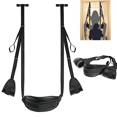 Love Swing Sex Swing Door Kit Balançoire de porte en cuir peluche BDSM Meubles sexuels réglable Sex Swing Love Swing pour couples adultes avec coussin lombaire et coussin de jambe