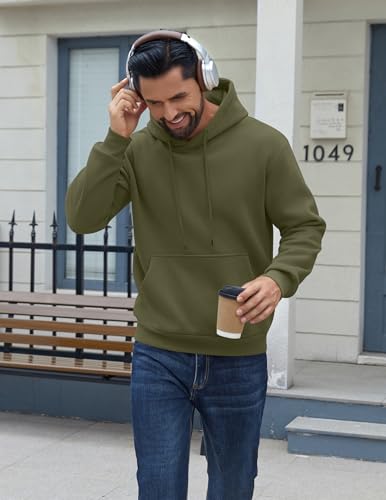 Image of COOFANDY Men Cotton Fleece Hooded Sweatshirt Casual Long Sleeve Hoodies Pullover Fashion Drawstring Hoodie with Kanga Pocket