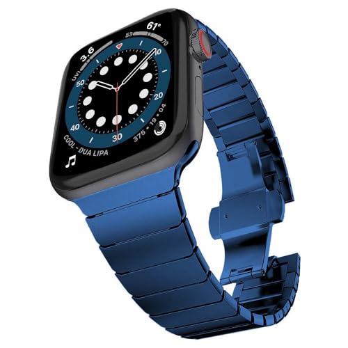 Protéger iWatch Series 10 46 mm avec Élégance - Bracelet Métal Bleu Rigide