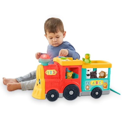 Fisher-Price Little People Gro&szlig;er ABC Tierfreunde Zug - Musikalischer Lernzug mit 3 Spielstufen, 5 Tierfiguren und mehrsprachigen Inhalten f&uuml;r Kinder und Vorschulkinder von 1 bis 5 Jahren, HHH24.