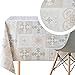 La Nappe PVC Motif Carrelage Marocain - Imprimé Lisbon Tiles Mosaïque Gris Beige Nappe Toile Cirée Rectangulaire 200x140 Facile à Nettoyer Nappe Plastique Nappe Rectangulaire Toile Ciree au Metre