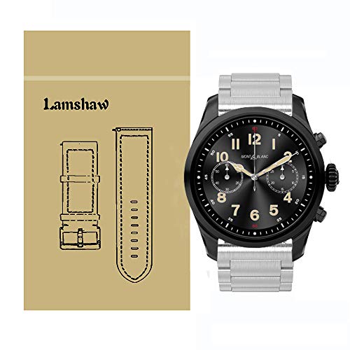 Lamshaw Quick Release Smartwatch Band for Montblanc Summit 2, Stainless Steel Metal Replacement Straps for Montblanc Summit 2 Smartwatch (Silver)