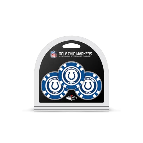 Team Golf NFL Indianapolis Colts 3 Pack Golf Chip Ball Markers, Poker Chip Size with Pop Out Smaller Double-Sided Enamel Markers