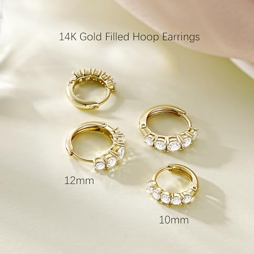 JINEAR Dainty Gold Hoop Earrings Set - Hypoallergenic Huggie Hoops with Sparkling Cubic Zirconia - Lightweight and Trendy Jewelry for Women - Image 6