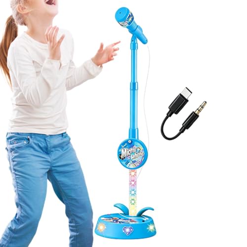 Micrófono para niños Accesorios Ligeros para Canto y Juego de imitación | Micrófono infantil de juguete con soporte de pie para niños, cantar, fiestas, casa, colegio, cumpleaños y
