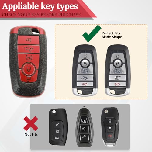 Image of Key Fob Cover for Ford, Braided Loop Keychain Accessory, Red