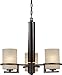 Forte Lighting 2404-03-32 Chandelier with Umber Linen Glass Shades, Antique Bronze