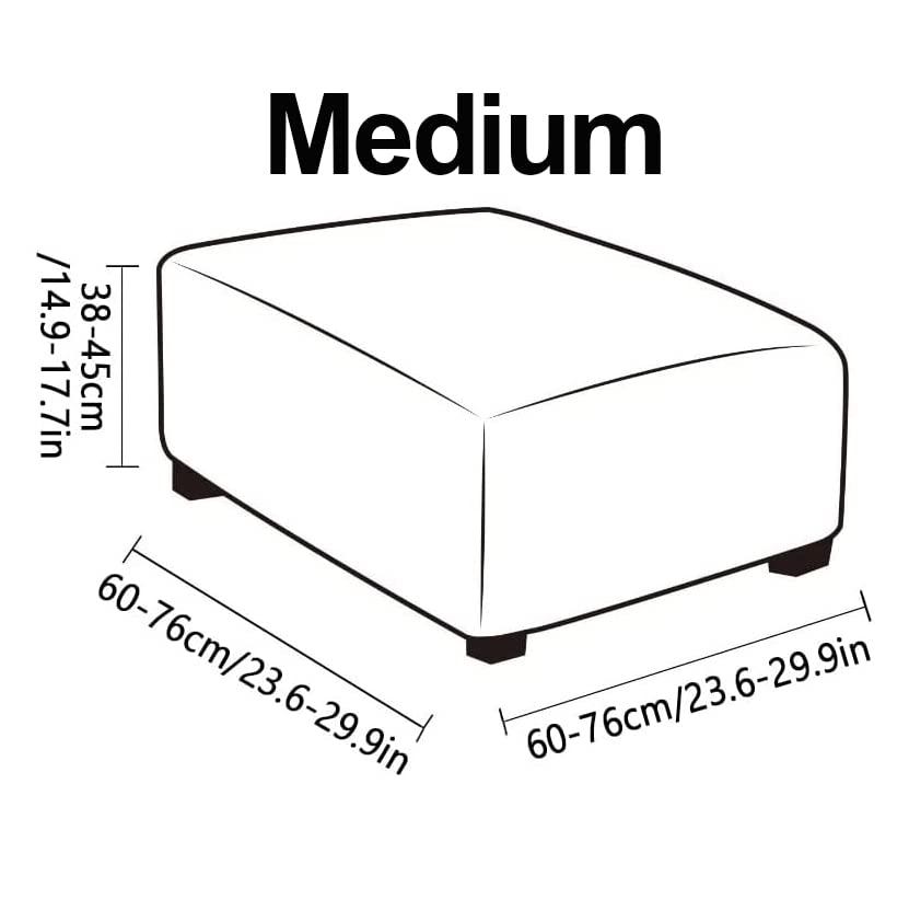 XGANGM Square Ottoman Cover Small/Medium/Large Stretch Footstool Cover Ottoman Cover Slipcover for Wingback Chair Stool Protector Cover/Sofa Leather Storage Footstool,Jewel Blue,1Medium