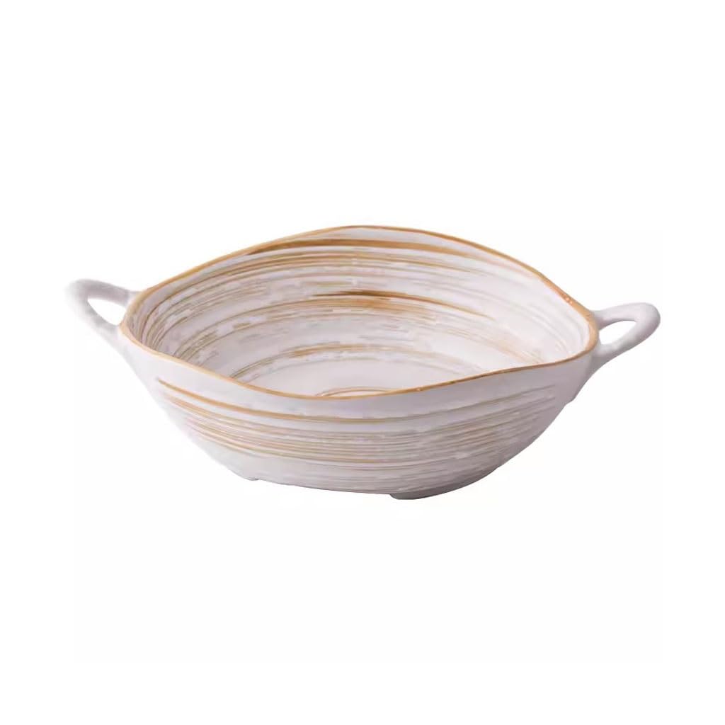 Duże Miski Sałatkowe Miska na Zupę Salad Bowl Double-eared Bowl Irregular Restaurant Household Vegetable And Fruit Salad Ceramic Bowl Noodle Bowl Miski Kuchenne Miska do Sałatek, Owoców,