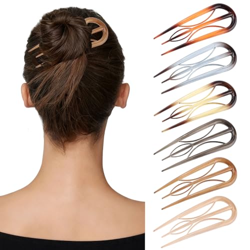 6 PCS French Hair Pins for Women - Large U-Shaped