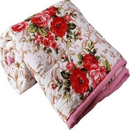 shopit Ac Microfiber with Cotton Floral Flower Print Reversible n Lightweight Blanket (Pink Flower , Single Bed)