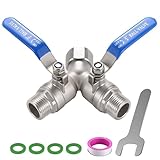 SNUTUYA 304 Stainless Steel Garden Hose Splitter 2 Way Heavy Duty, Full Flow Y Valve Water Hose Splitter With Long Handle, Lead-free，3/4' GHT Thread