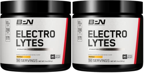 Image of BARE PERFORMANCE NUTRITION BPN Electrolytes Hydration Drink Mix | Sugar Free Electrolyte Powder | 500mg Sodium per Serving | Naturally Sweetened | Mango, 50 Servings (Pack of 2)