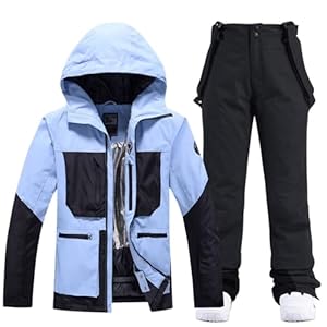 HOTIAN Damen Ski Jacke und Hosen 2 Teilig Set Skianzug Damen Wasserdicht Winddicht Winter Outdoor Warme Skifahren Skibekleidung damen set 167 BU+BK M