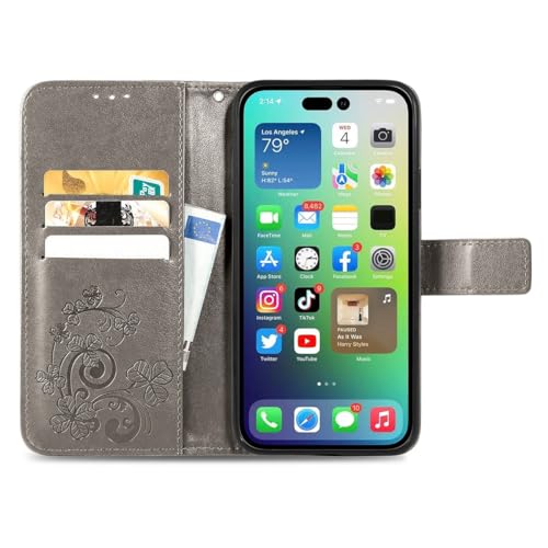 Housse iPhone 15 Plus avec clapet pliable pour visionnage vidéo