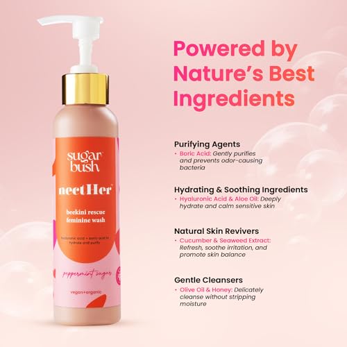 Image of nectHer Purifying Feminine Wash - Hydrating Gelee with Hyaluronic & Boric Acid | pH-Balanced Odor Control | Peppermint Sugar Scent | 7oz