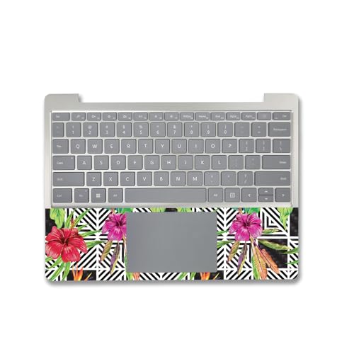 Image of MightySkins Carbon Fiber Skin Compatible with Microsoft Surface Laptop Go 3 (2023) Full Wrap Kit - Pop Hibiscus | Protective, Durable Textured Carbon Fiber Finish | Made in The USA