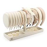 LS Lulu & Summer Headband Holder Organizer - Storage Stand Display Rack for Headbands, Hairband, Disney Ear, Tiara and Hair Accessories in Women and Girls Room (Cream/Off White)